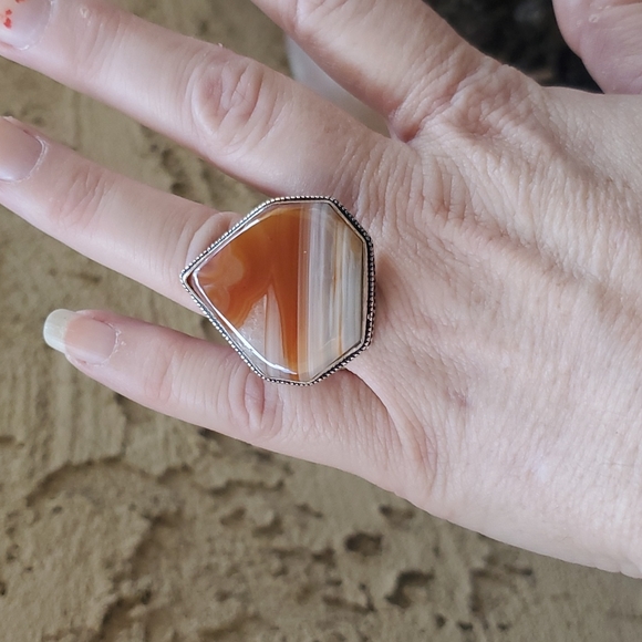 New Botswana Agate 925 Silver Statement Ring. - Picture 11 of 16